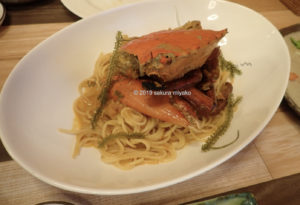 西表島のキッチンイナバのガザミのパスタ